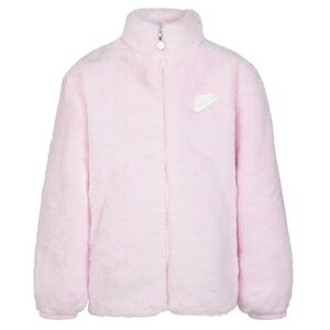 Nike Little Girl's Faux Fur High-Neck Jacket Pink Sz 6-7YRS-L-6X